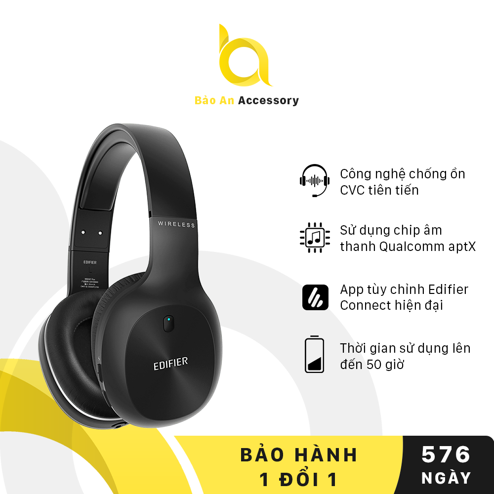 Tai nghe chụp tai bluetooth 5.1 edifier w800bt plus - thời gian chơi nhạc 50 giờ, âm thanh stereo, chống ồn - hàng chính hãng