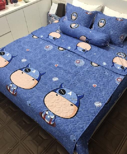 Set Chăn Hè - Ga Bọc- 2 Áo Gối- 1 Áo gối ôm mẫu Hoạt hình