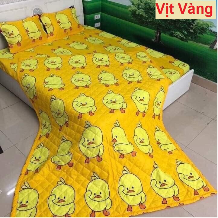 [1M6 x 2M] TRỌN BỘ CHĂN GA GỐI COMBO 5 MÓN VỊT VÀNG ( 1 Drap + 2 Vỏ Gối Nằm + 1 Chăn Hè + 1 Vỏ Gối Ôm )