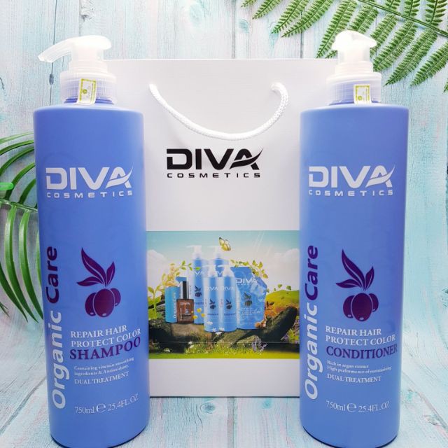 Dầu gội đầu diva xanh 750ml phục hồi và giữ màu tóc chính hãng, dầu gội xả diva xanh phục hồi hư tổn