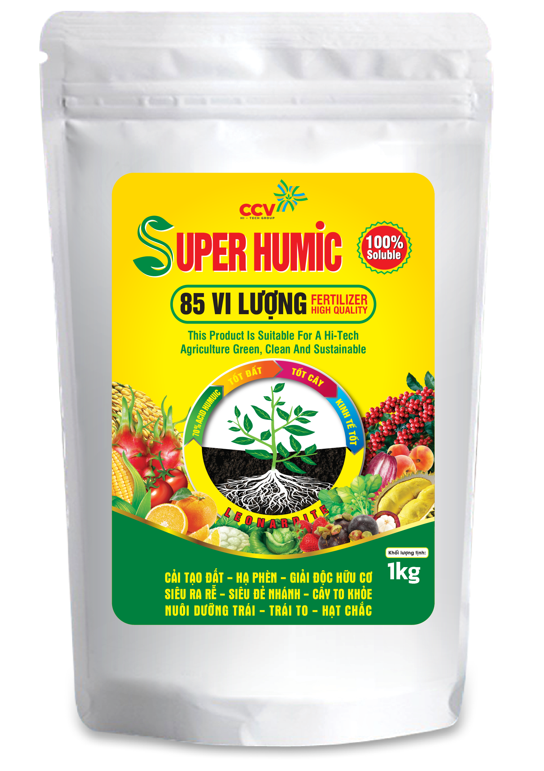 Phân bón sinh học cải tạo đất, hạ phèn, giải độc hữu cơ , siêu đẻ nhánh , cây to khoẻ Super Humic 85 vi lượng