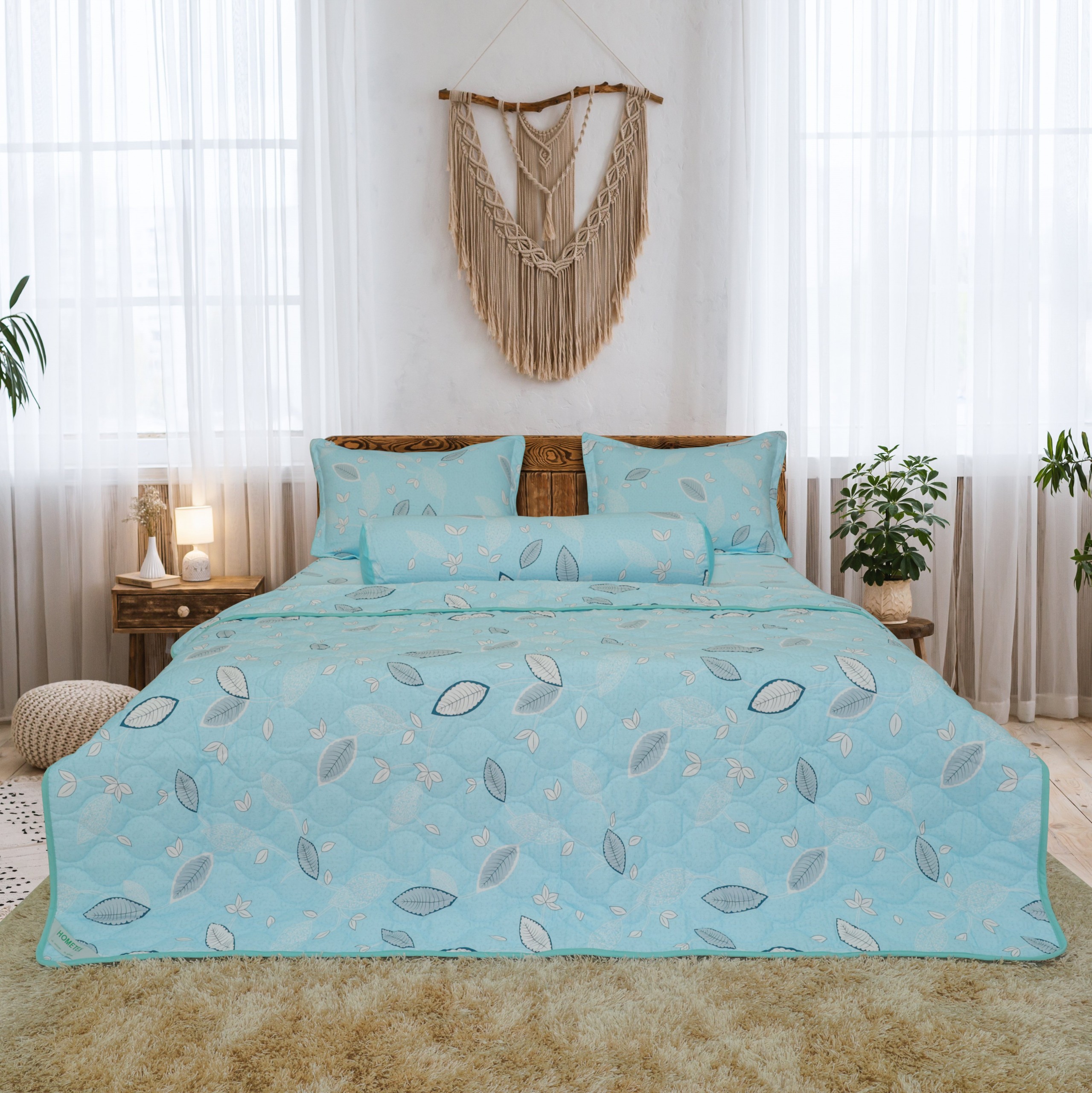 Bộ chăn ga gối cotton hometex - chăn drap gối vải cotton hoa hometex - cty may thiên hà
