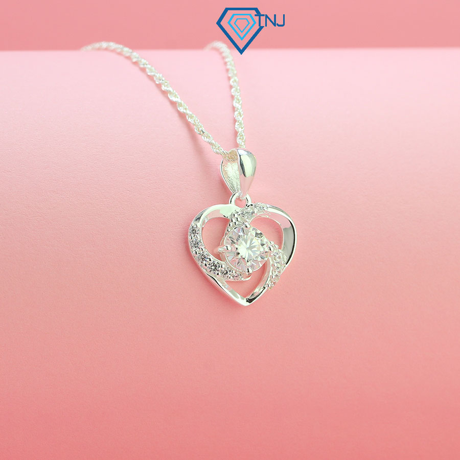 Dây chuyền bạc nữ kim cương Moissanite 6 ly hình trái tim kiểm định GRA sang trọng DCNM0007 - Trang Sức TNJ