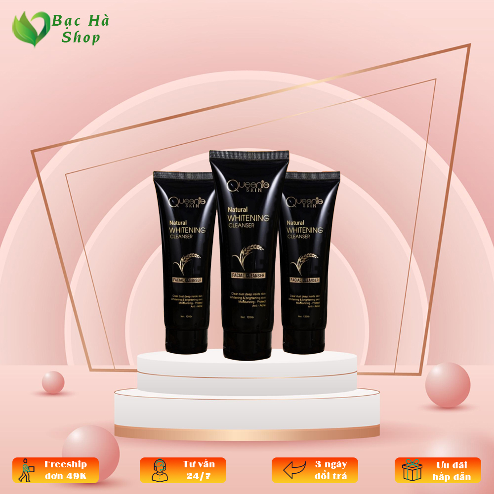 Sữa rửa mặt làm sạch cho da nhạy cảm cung cấp Vitamin dưỡng da cấp ẩm chiết xuất từ mầm gạo Queenie skin có hạt massage giúp da sạch mịn se khít lỗ chân lông  - Bạc hà shop