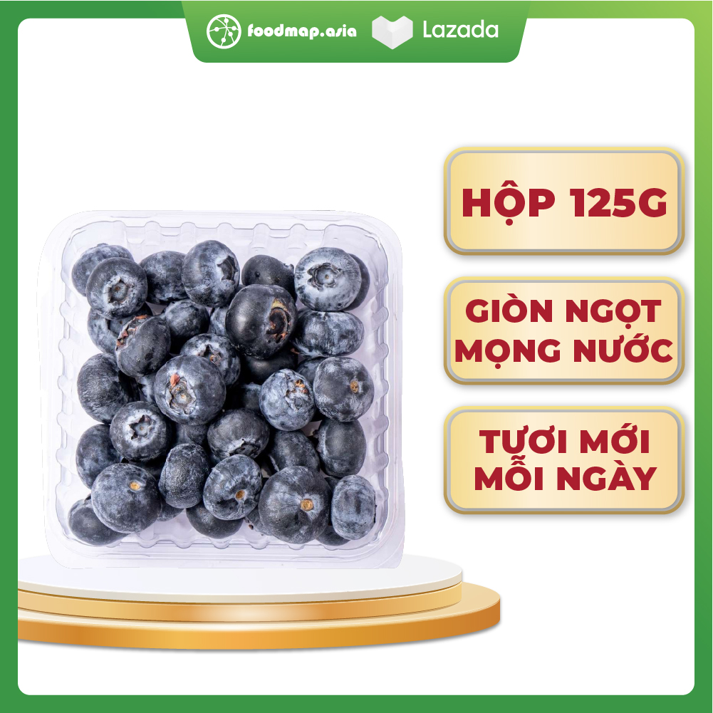 HCM - Việt Quất Mỹ Trái Tươi, Ngọt Dịu - Hộp 125gr - Foodmap Fruit