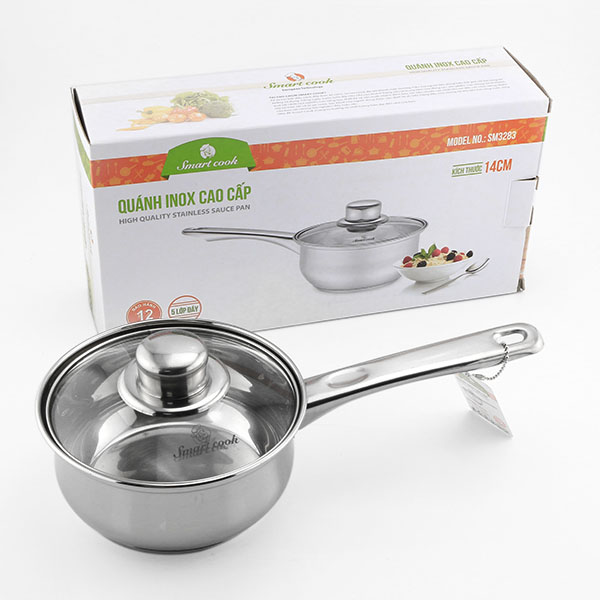 Quánh Inox 14cm Smartcook SM3283 vung kính bảo hành 12 tháng