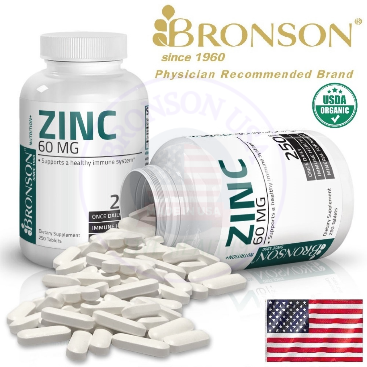 organic zinc 60mg - 250 viên mỹ - bổ sung kẽm 1