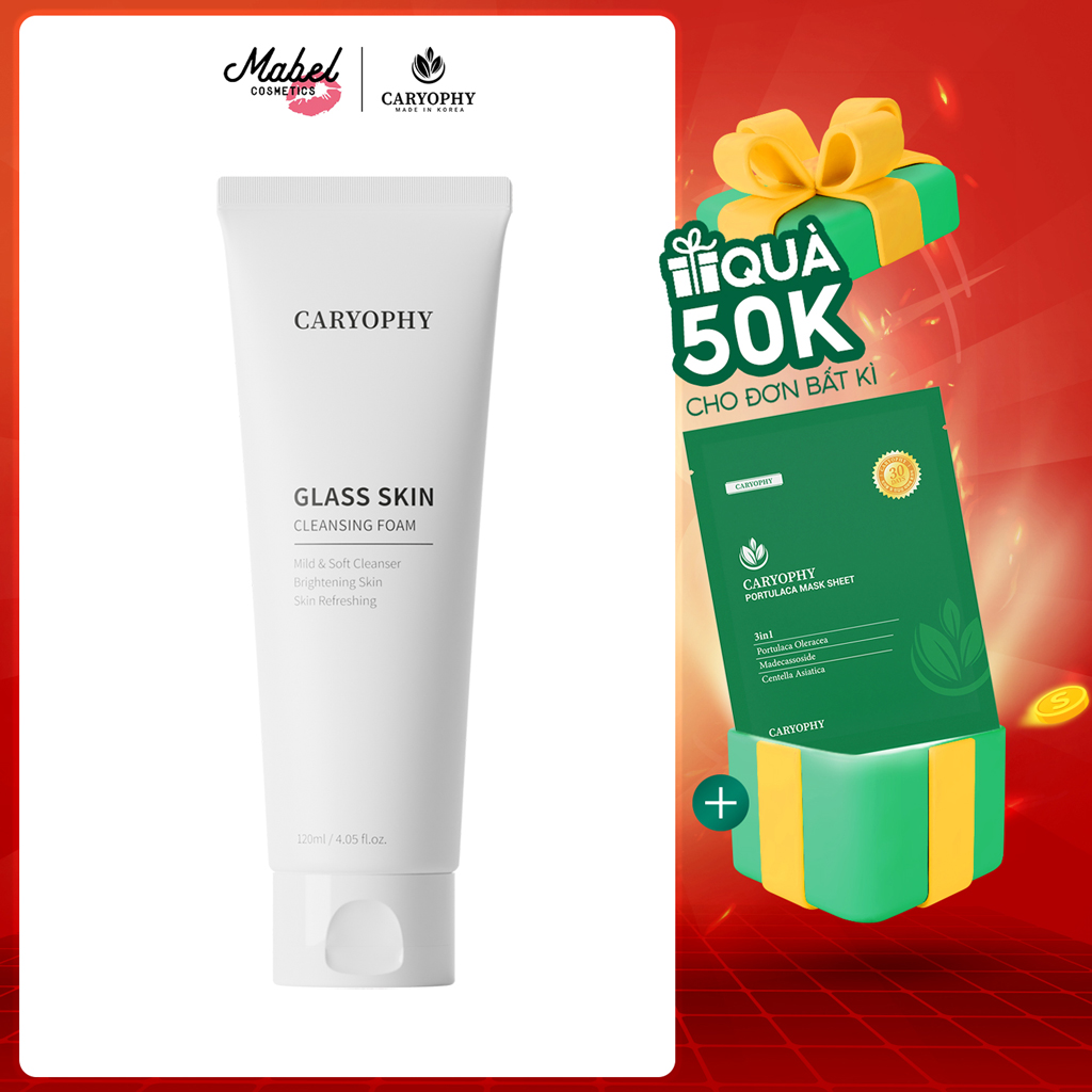 Sữa rửa mặt trắng sáng da Caryophy Glass Skin Cleansing Foam Hàn Quốc 120ml