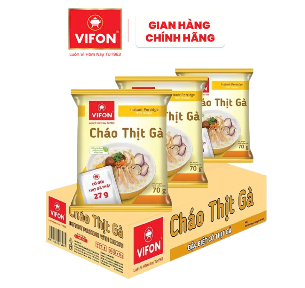Cháo Thịt Gà VIFON Có Thịt Thật 70g/ Gói