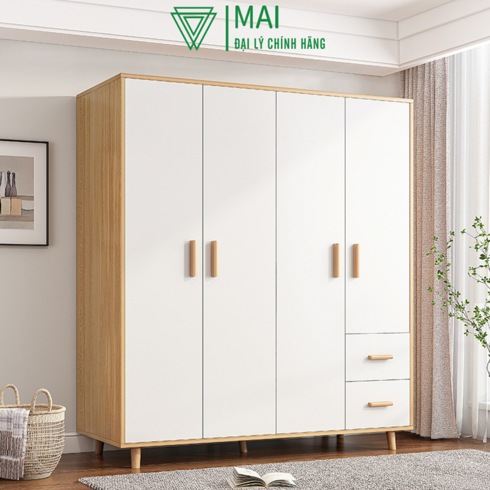 Tủ quần áo 2 cánh có chia ngăn phong cách đơn giản - GP129