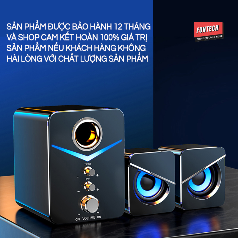 Loa máy tính MC D221 có Led âm thanh siêu Bass thiết kế cực đẹp tương thích máy tính PC Laptop điện thoại