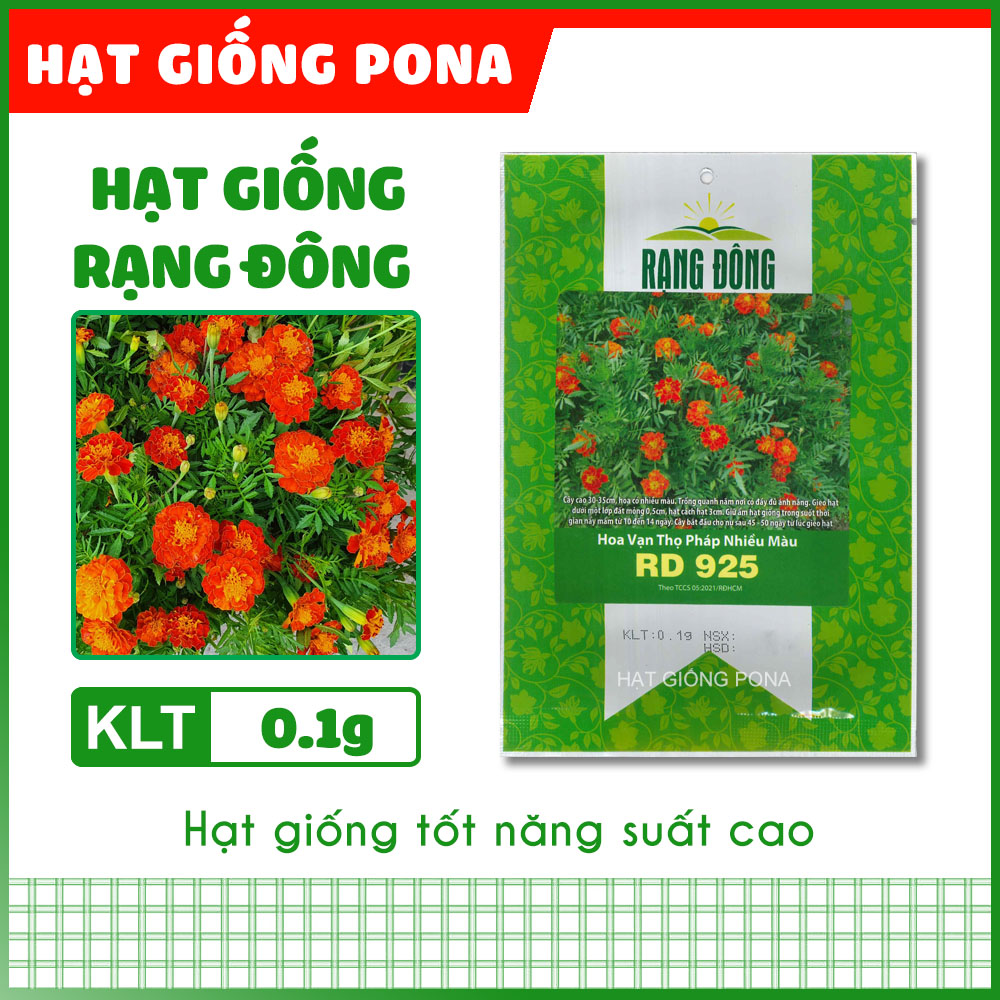 Hạt giống vạn thọ pháp nhiều màu rado 925 - hạt giống rạng đông