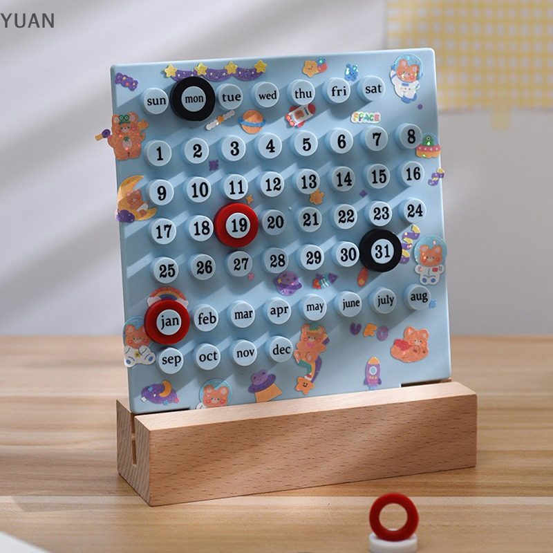 YUAN Lịch để bàn vạn niên thời gian sáng tạo Ins lịch để bàn bằng nhựa Acrylic thủ công trang trí nhà cửa Bộ Quà Tặng ghi ngày 3 vòng Tự làm Lịch Để Bàn tự làm