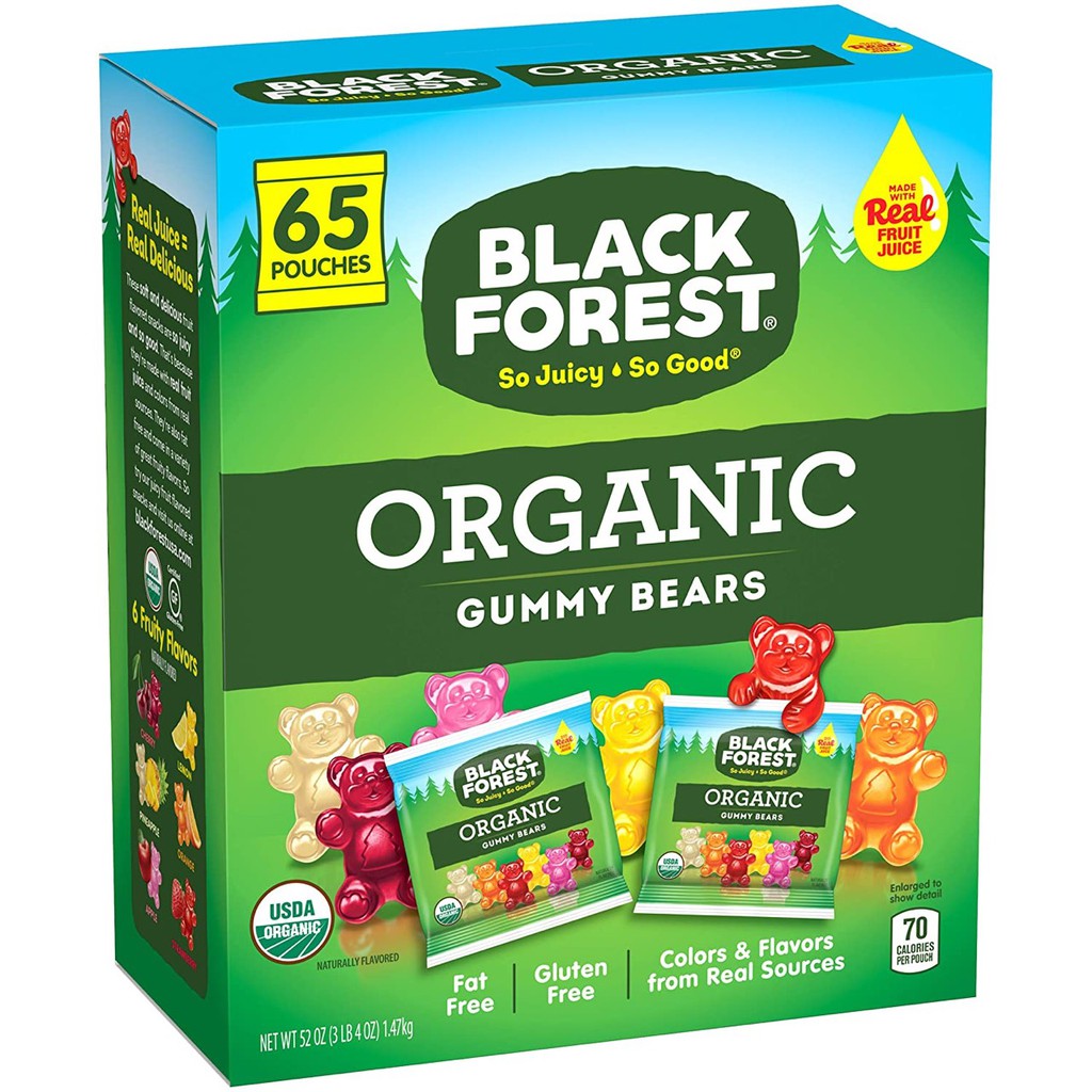 Kẹo dẻo gấu hữu cơ black forest - hộp 65 gói