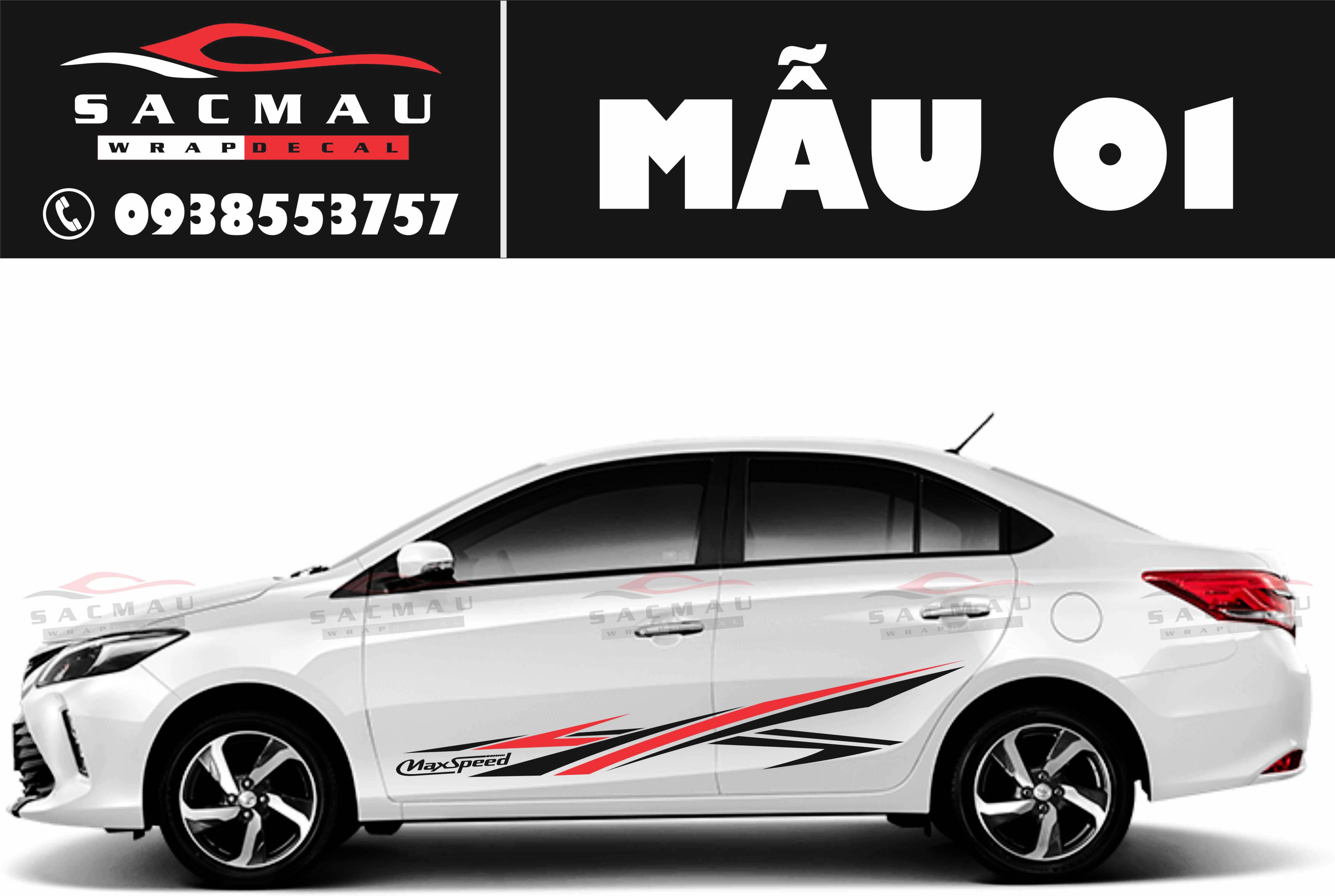Tem dán xe toyota vios, bộ sản phẩm đủ 2 bên ms03