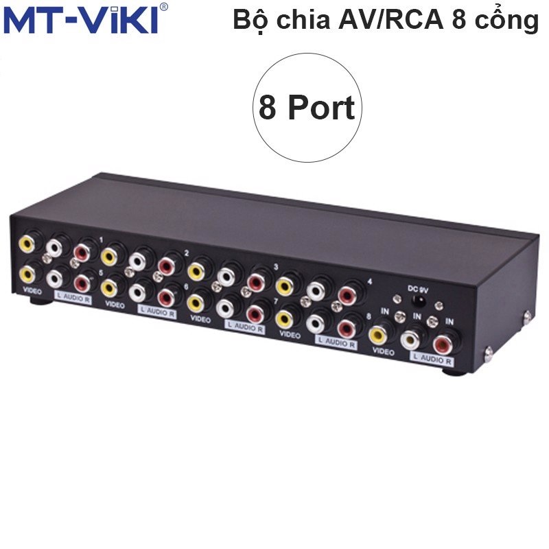Bộ chia tín hiệu AV 1 ra 8 MT- Viki xịn chia các tín hiệu âm thanh và hình ảnh một đường ra 8 đường
