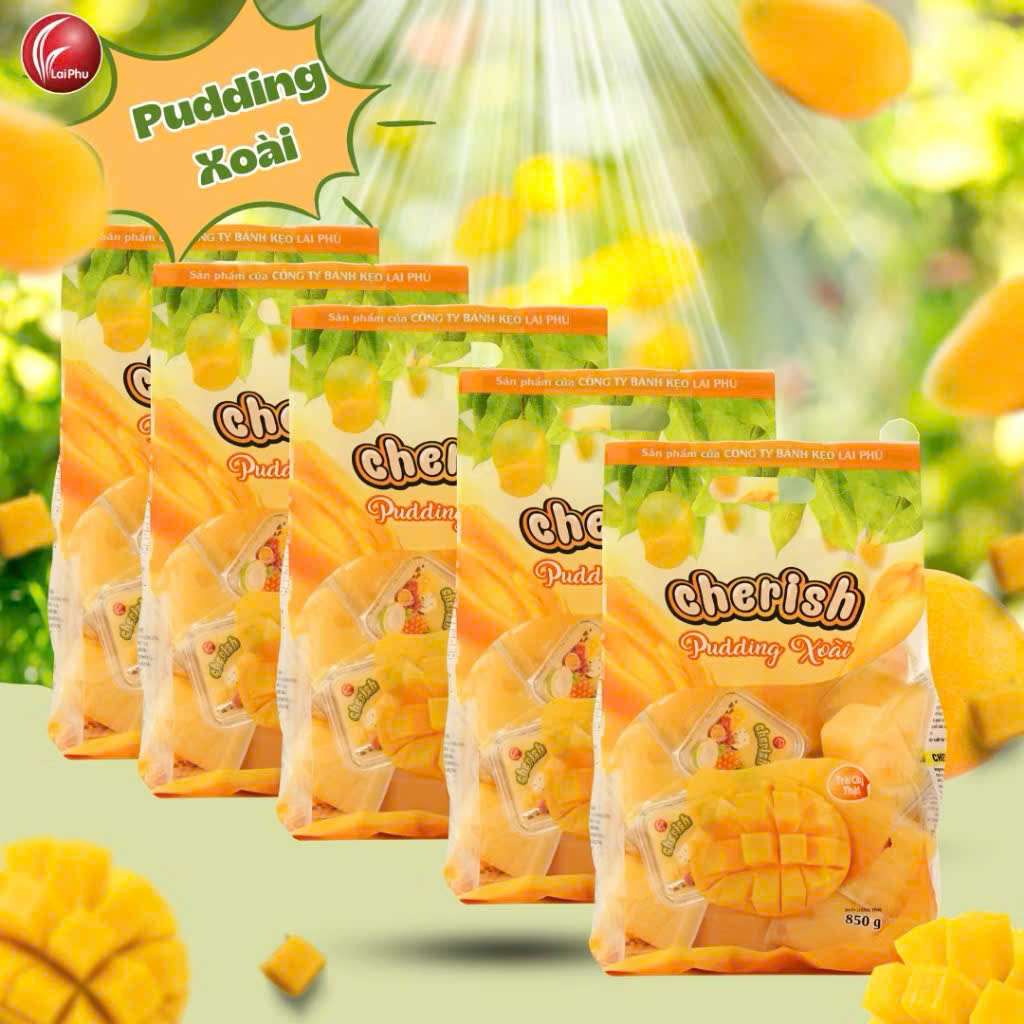 Combo 5 Túi Thạch Pudding Cherish 850.5 G Vị Xoài