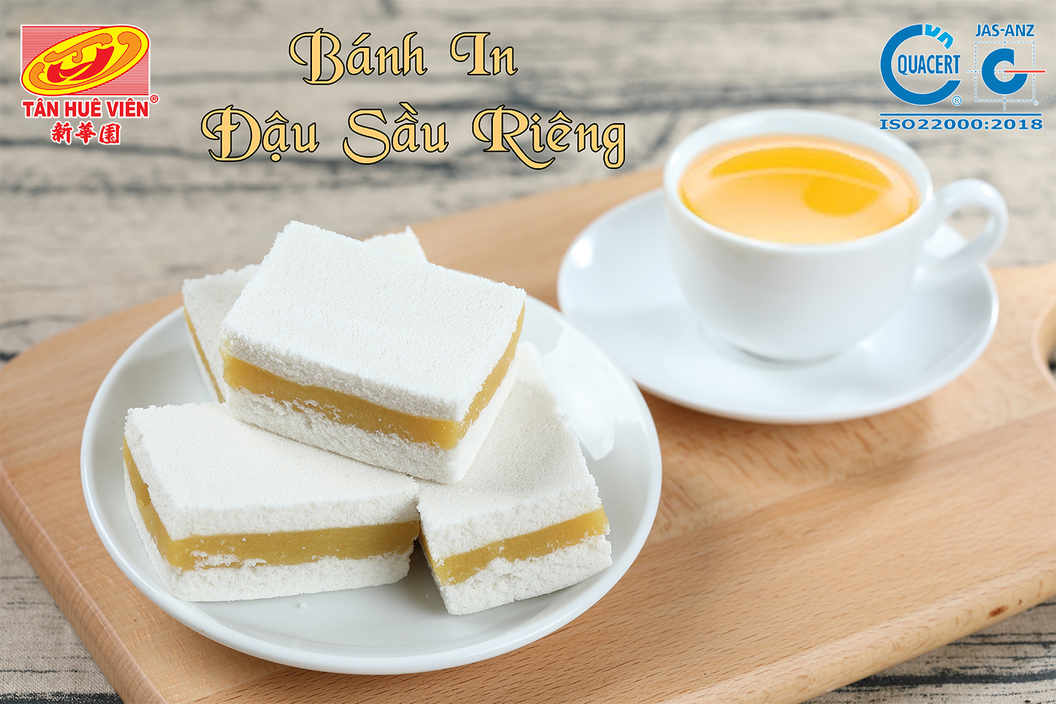 Bánh in nhân đậu xanh tân huê viên gói 10 cái vuông