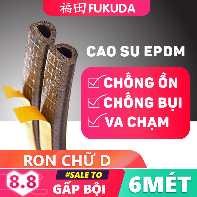 6 MÉT Ron chữ D cách âm chặn khe hở khung cửa, Chống ồn, Chống bụi, Chống va đập FUKUDA