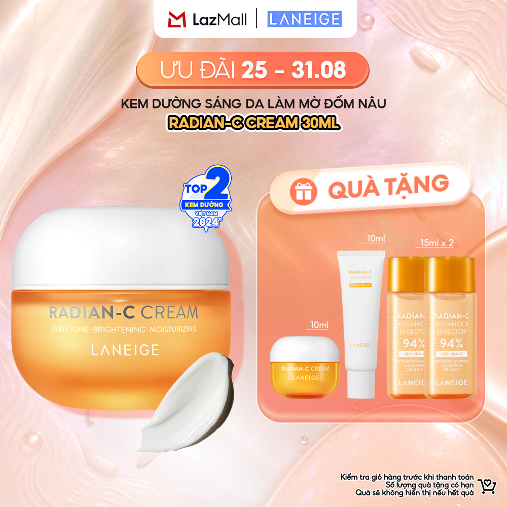 Kem Dưỡng Sáng Da Mờ Đốm Nâu Vượt Trội Hiệu Quả Sau 3 Ngày Laneige Radian-C Cream 30ML
