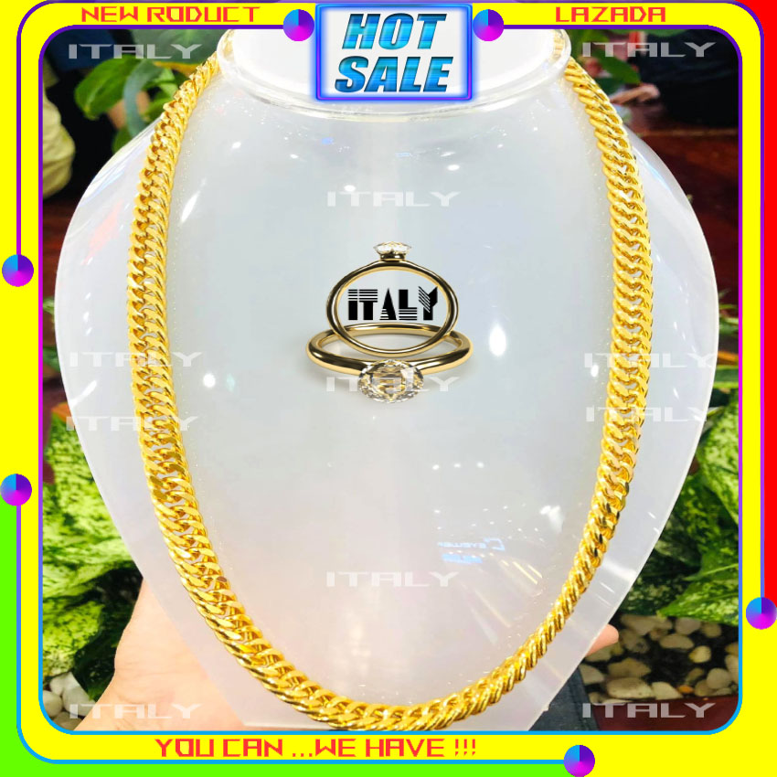Dây chuyền khoen lật mạ vàng kiểu tiệm vàng - Kích thước 1x60cm - italy shop
