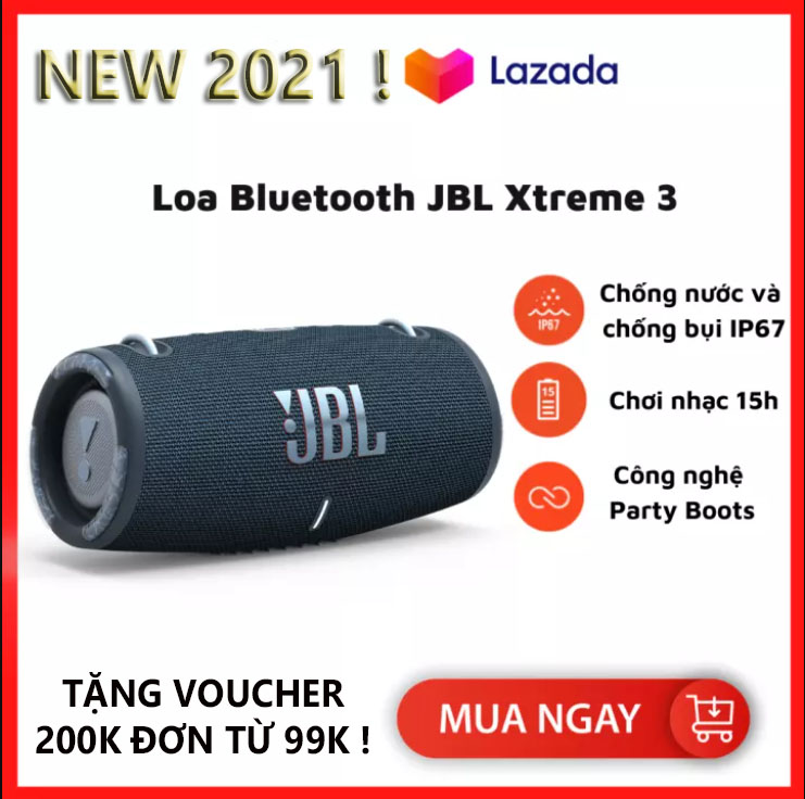 Loa Bluetooth JBL Xtreme 3 - Loa Nghe Nhạc, Karaoke Công Suất Lớn - Loa Bass Mạnh, Treble Rời - Tương Thích Với Máy Tính, Vi Tính, LapTop, PC - Chống Nước, Chống Bụi IP67 - Thời Gian Chơi Nhạc Lên Tới 15h,Mầu Sắc Đa Dạng -BH 1 Năm