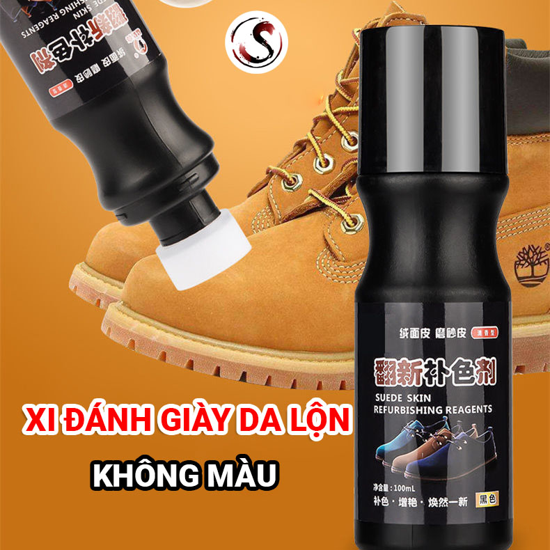 Dung dịch sửa chữa, làm sạch, phục hồi và bảo vệ, tẩy rửa vết bẩn cho giày da, đồ da lộn chai 100ml không màu