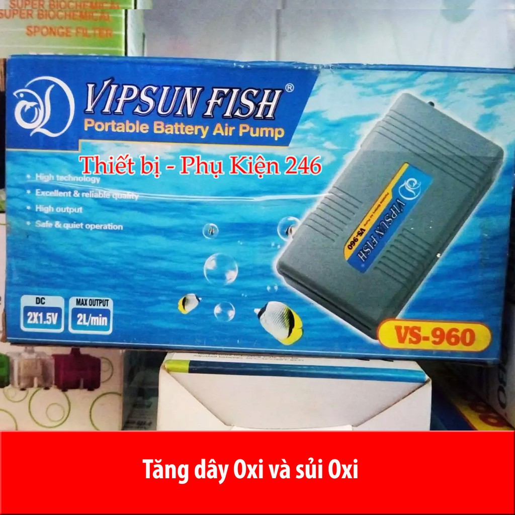 Máy thổi oxy VS 960  dùng pin ( Tặng kèm dây oxi và viên sủi oxi bên trong máy+ 1 viên pin)