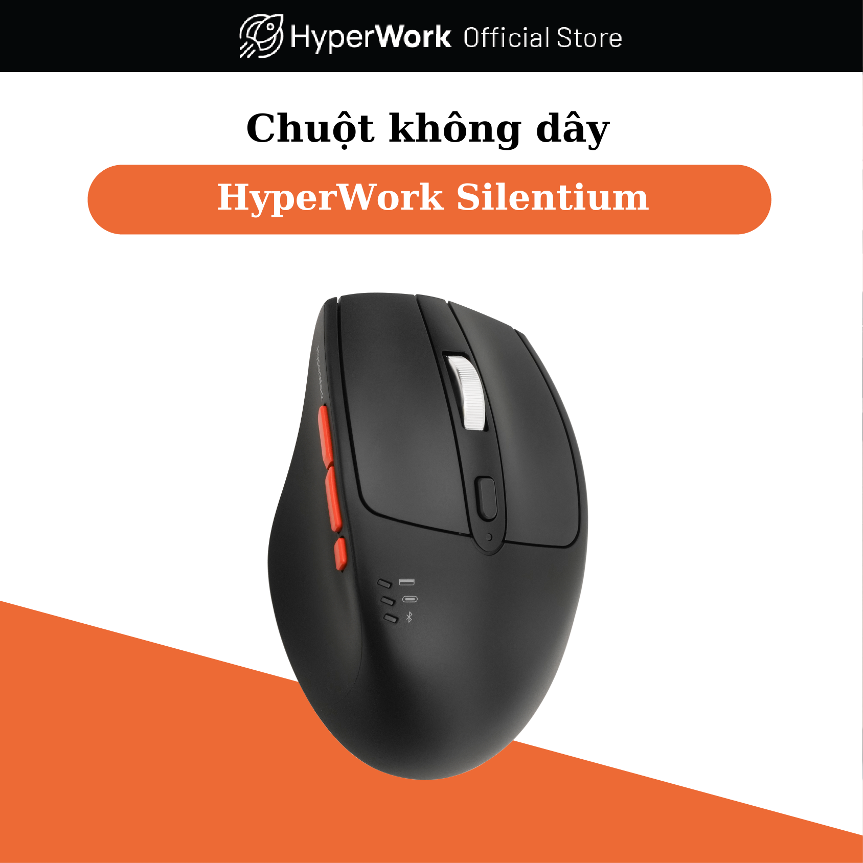 Chuột không dây hyperwork silentium - thiết kế công thái học - bảo hành 12 tháng