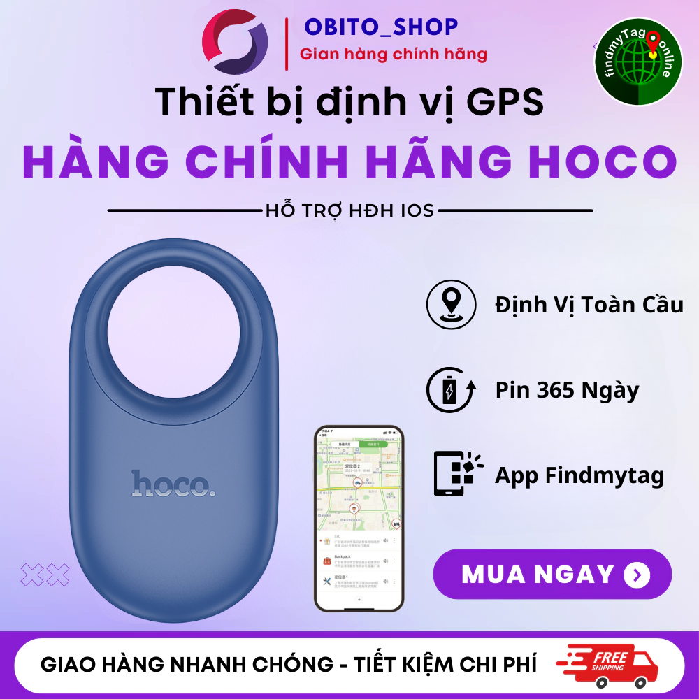  Thiết Bị Định Vị GPS Hoco E94 định vị toàn cầu Theo Dõi Oto Xe Máy Tìm Chìa Khóa Đồ Vật Ví Thú Nuôi Kết Nối Qua App 