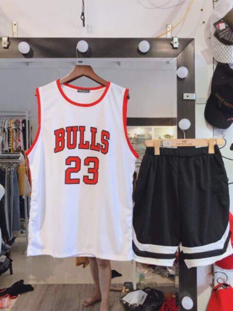 [HCM]Set Bộ Áo Bulls23 Và Quần Đùi Viền V Phong Cách Thể Thao
