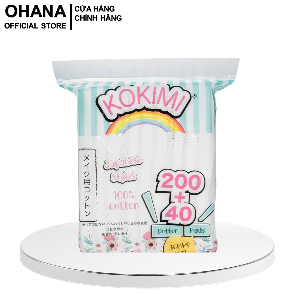 Bông tẩy trang mihoo kokimi jumpo size túi 240 miếng