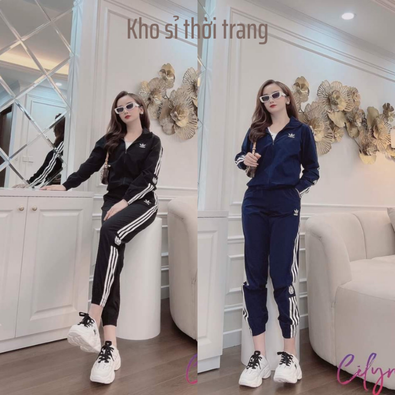 HOÀN TIỀN 15 Bộ Thể Thao Adidas Nữ Dài Tay Quần Bo Ống Chất Umi Dày Dặn Siêu Đẹp Bộ Thu Đông Nữ Phù Hợp Với Đi Làm Đi Chơi FA21