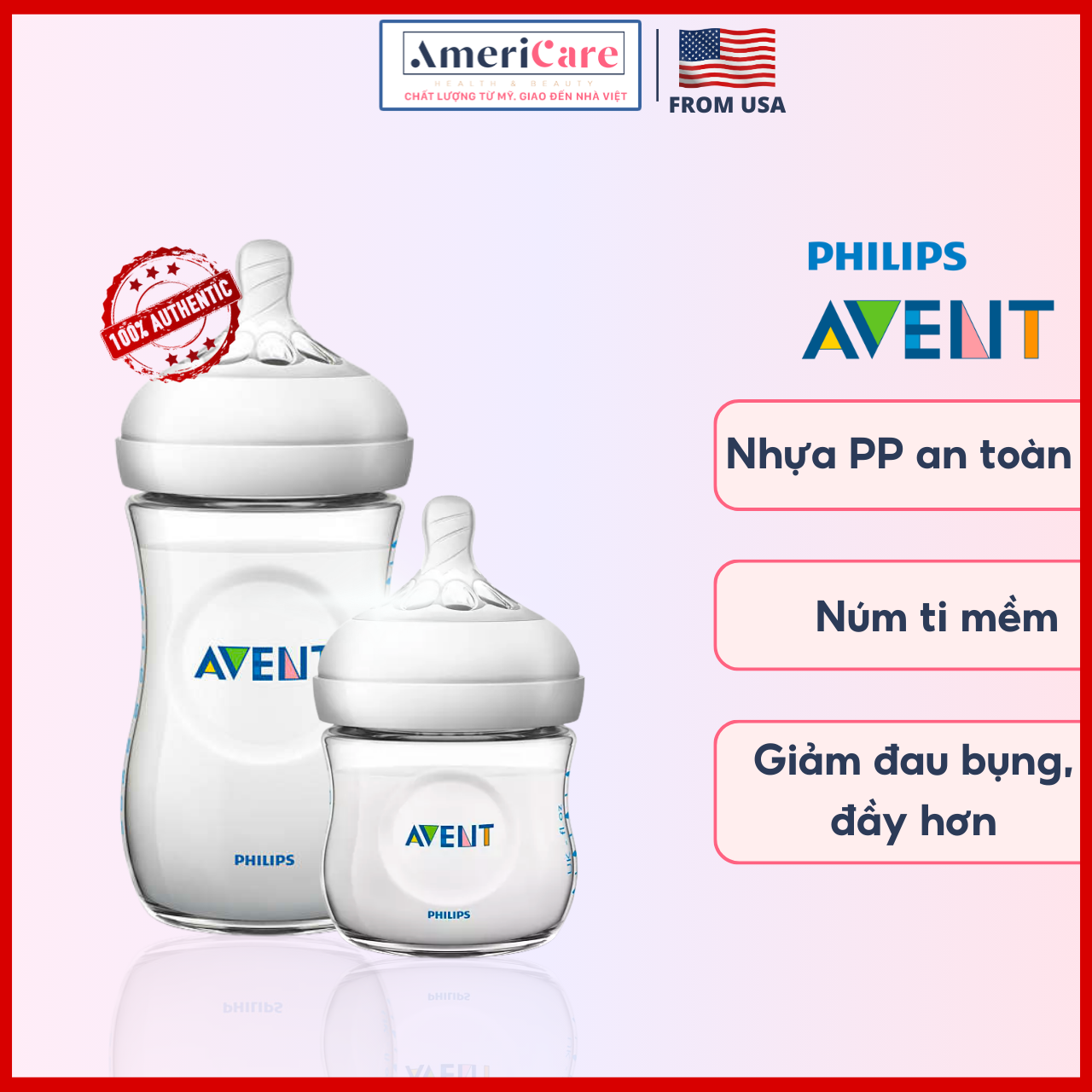 Bình sữa cho bé philips avent natural cổ rộng -