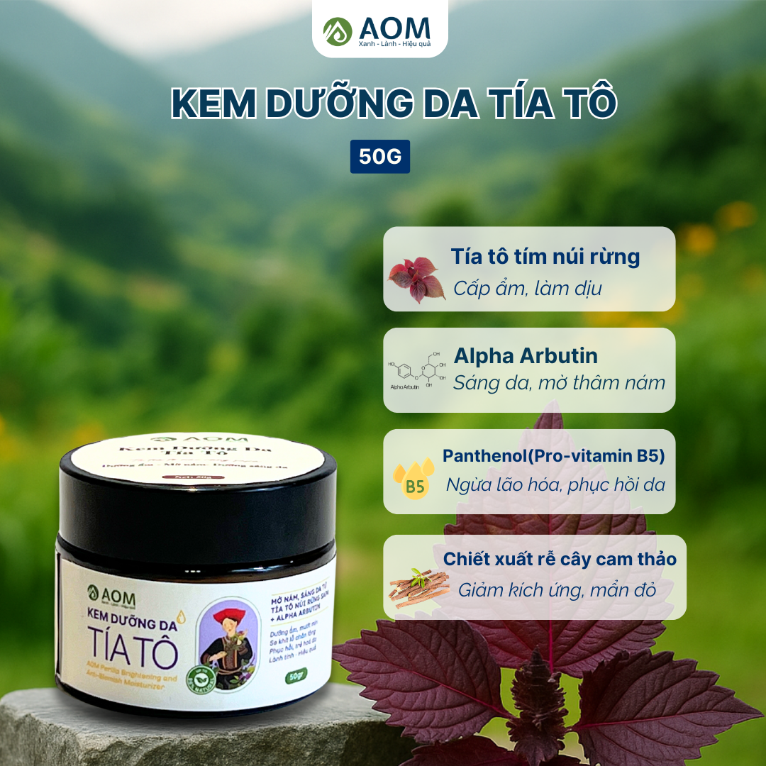 Kem Dưỡng Da Tía Tô Alpha Arbutin Giảm Nám A Om Sapa Dưỡng Trắng An Toàn Lành Tính 50gr