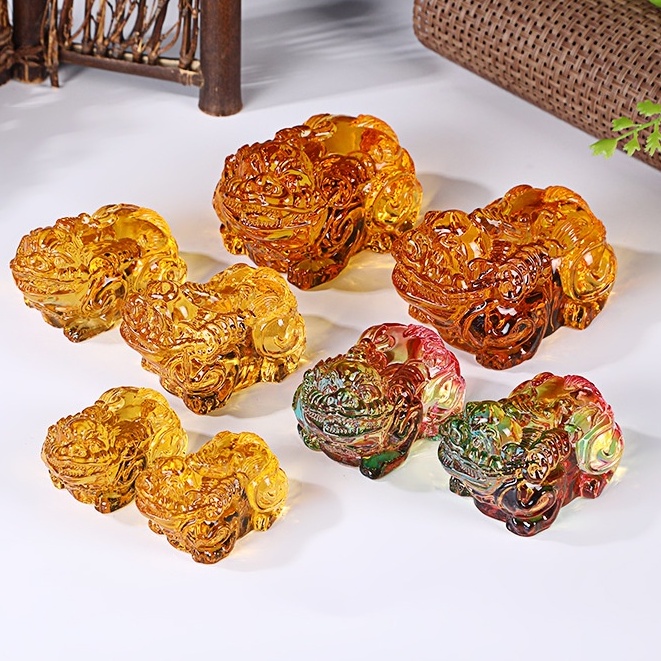 Một Cặp 2 Con Tỳ Hưu Pha Lê,Tượng Tỳ Hưu Thu Hút May Măn Tài Lộc, Trưng Bày Phong Thủy Nhiều Màu Sắc