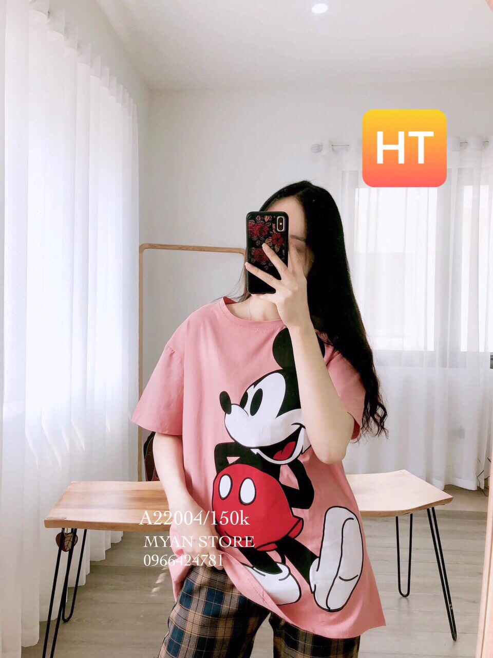 Áo phông in hình Mickey chống tay chất su đẹp HT8500