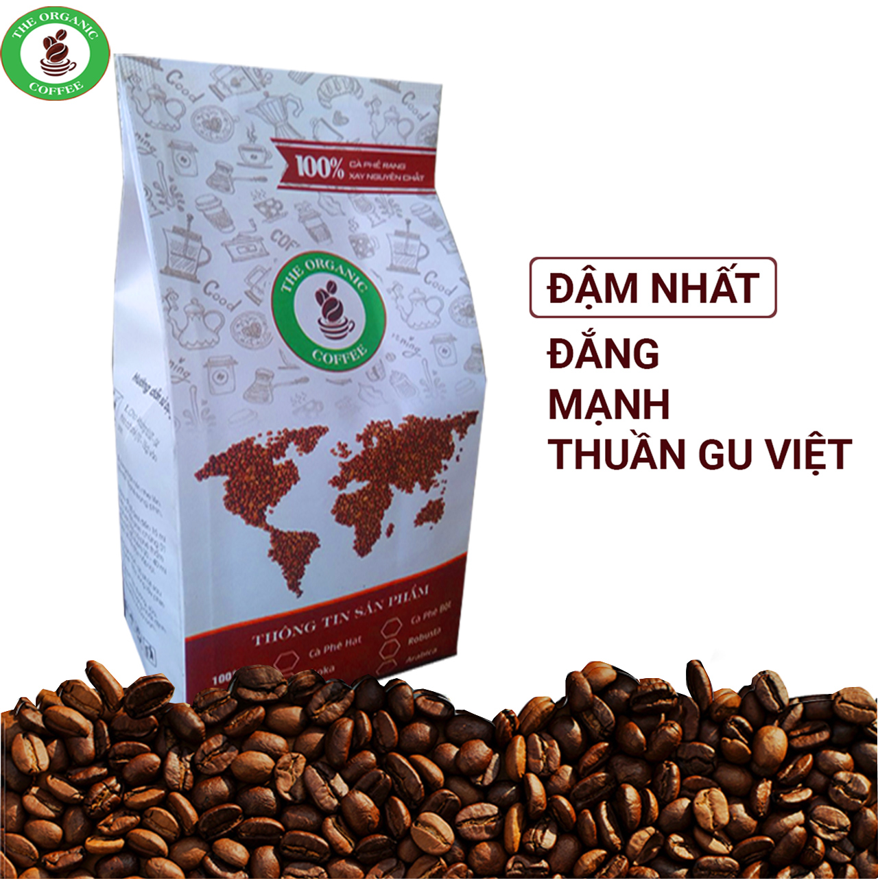 FREESHIP MAX -1kg cà phê rubusta,100% rang mộc nguyên chất,2 bịch 500gr.