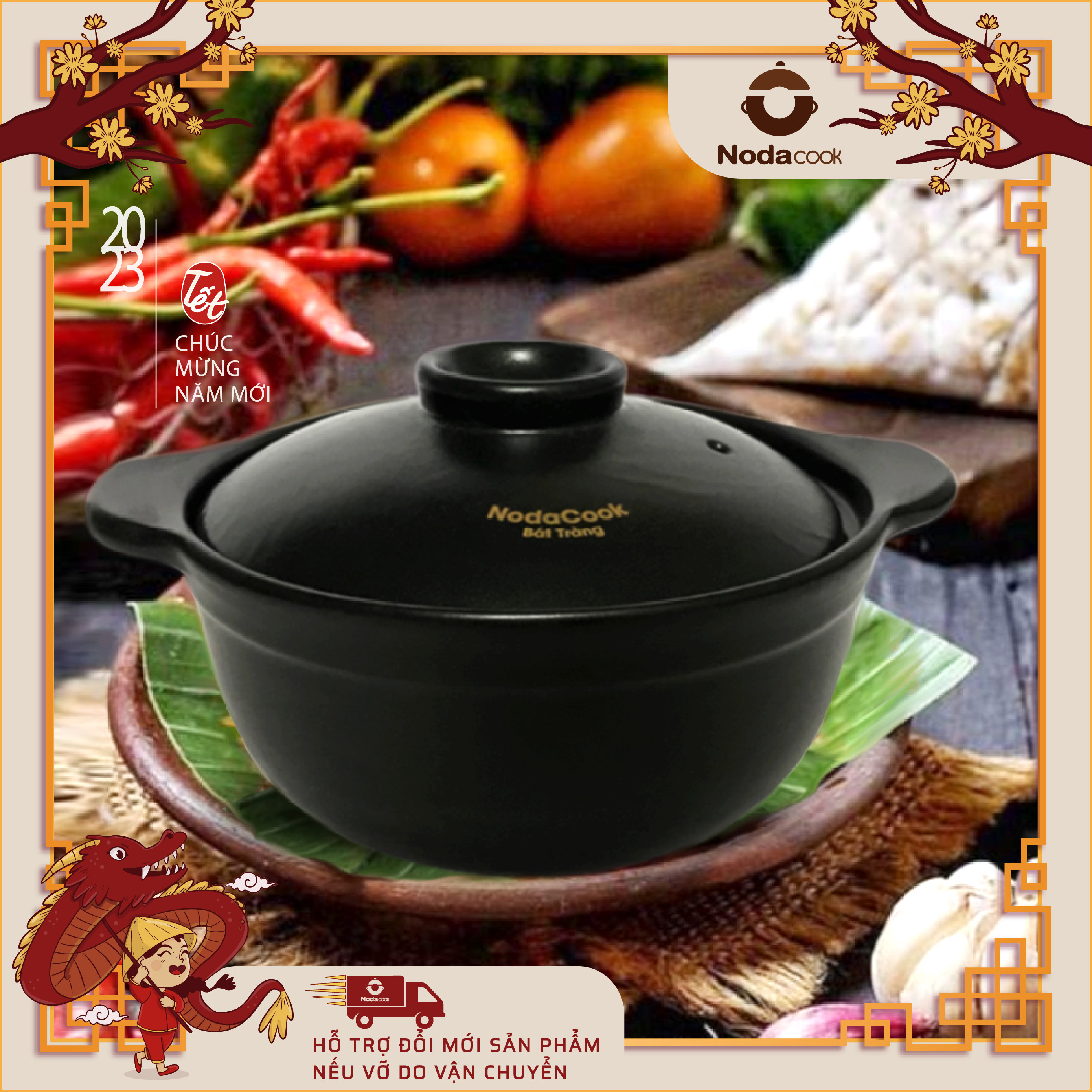 Niêu đất chịu nhiệt 1.2 lít NodaCook niêu đất kho cá nấu cháo