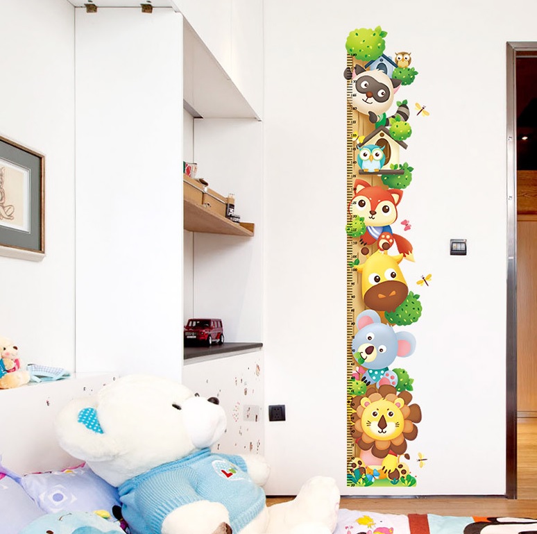 Decal dán tường Thước đo thú xinh - T5 -vivadecal