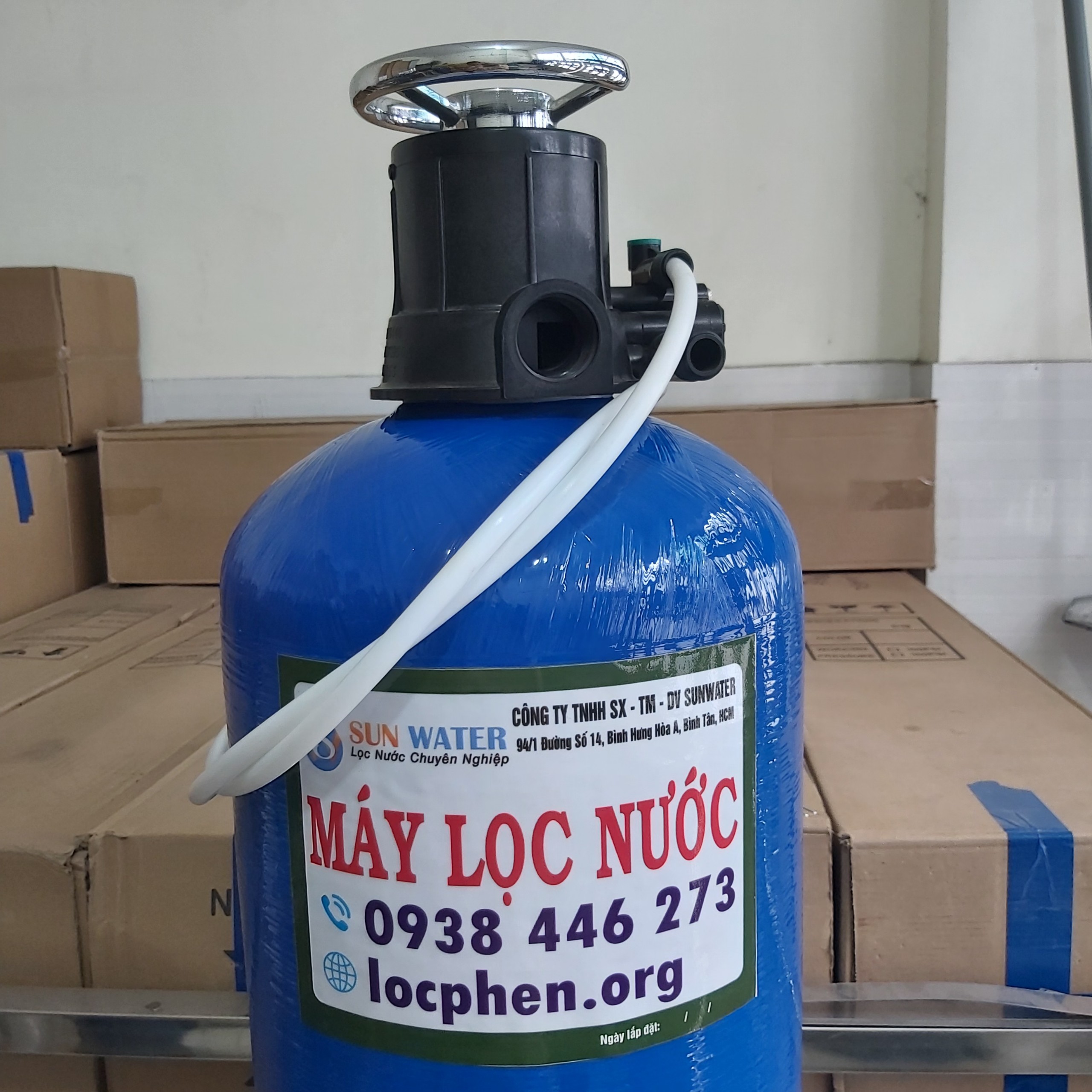 Cột lọc nước composite khử canxi đá vôi 1054 van 5 ngả