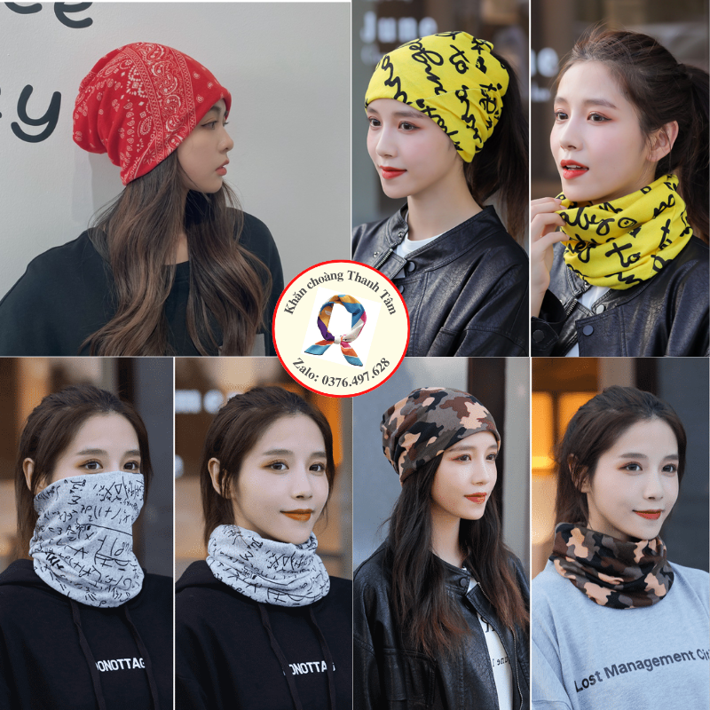 Mũ Len Trùm Đầu Kiêm Khăn Choàng Cổ Dệt Kim Giữ Ấm Mùa Thu Đông Đa Năng Nam Nữ Hottrend