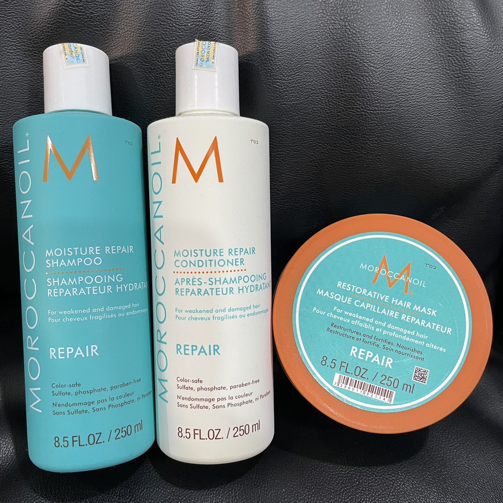 Combo Gội xả và hấp dầu dưỡng ẩm Moroccanoil Hydrating 250mlx3