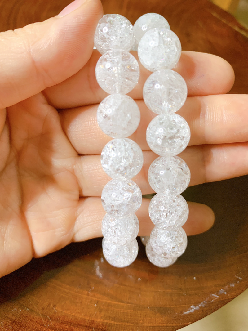 [HCM]Vòng tay đá thạch anh trắng rạn 8ly HN26 có hộp quà