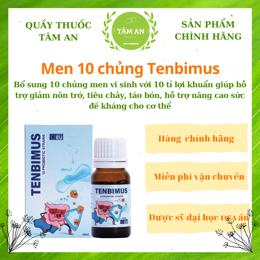 Men vi sinh Tenbimus- Men vi sinh 10 chủng châu Âu giúp cải thiện tiêu hóa, tăng sức đề kháng cho cơ thể Lọ 10ml
