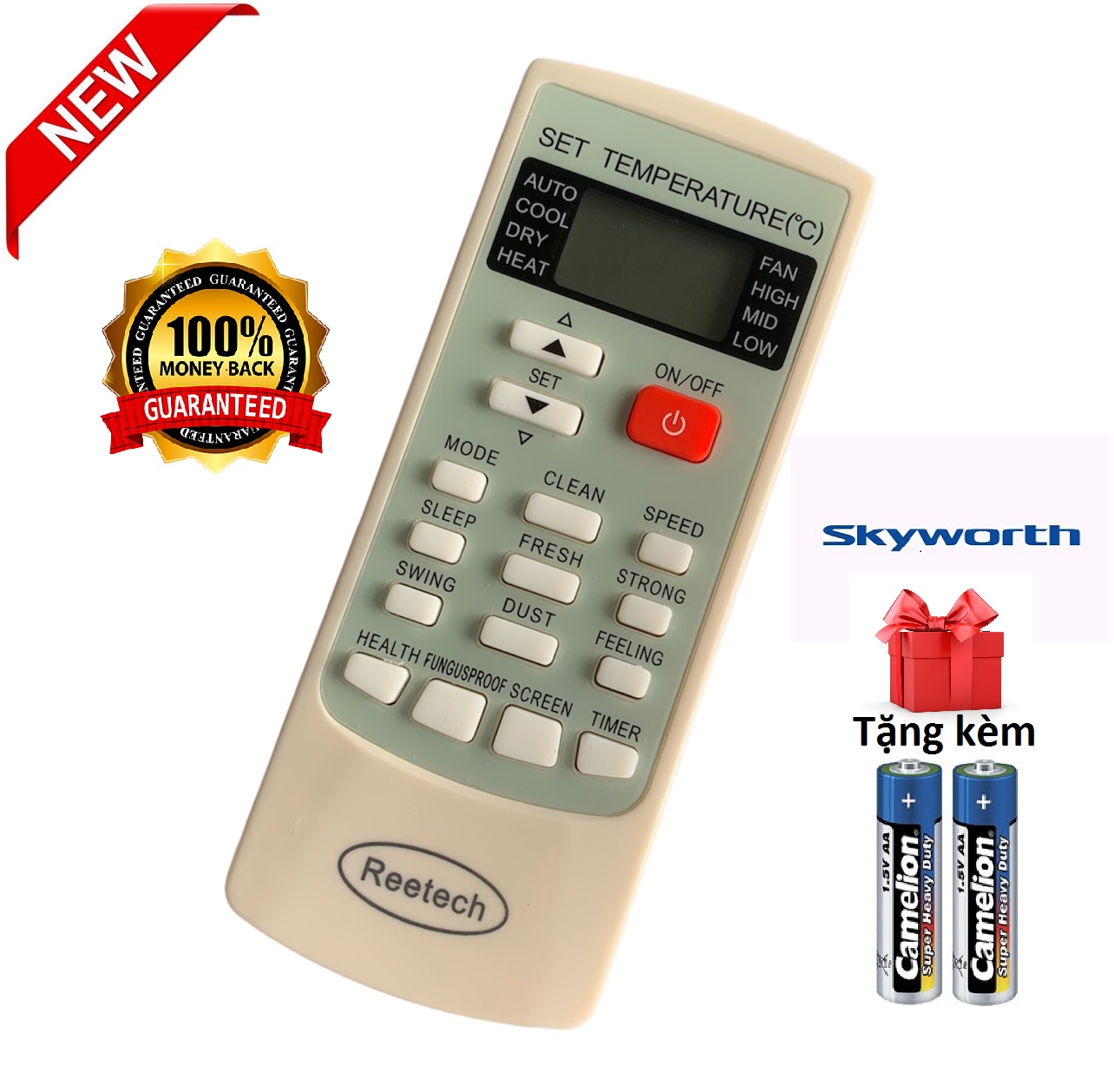Điều khiển điều hòa reetech remote máy lạnh reetech rt 1hp 1.5hp 2hp 2.5hp