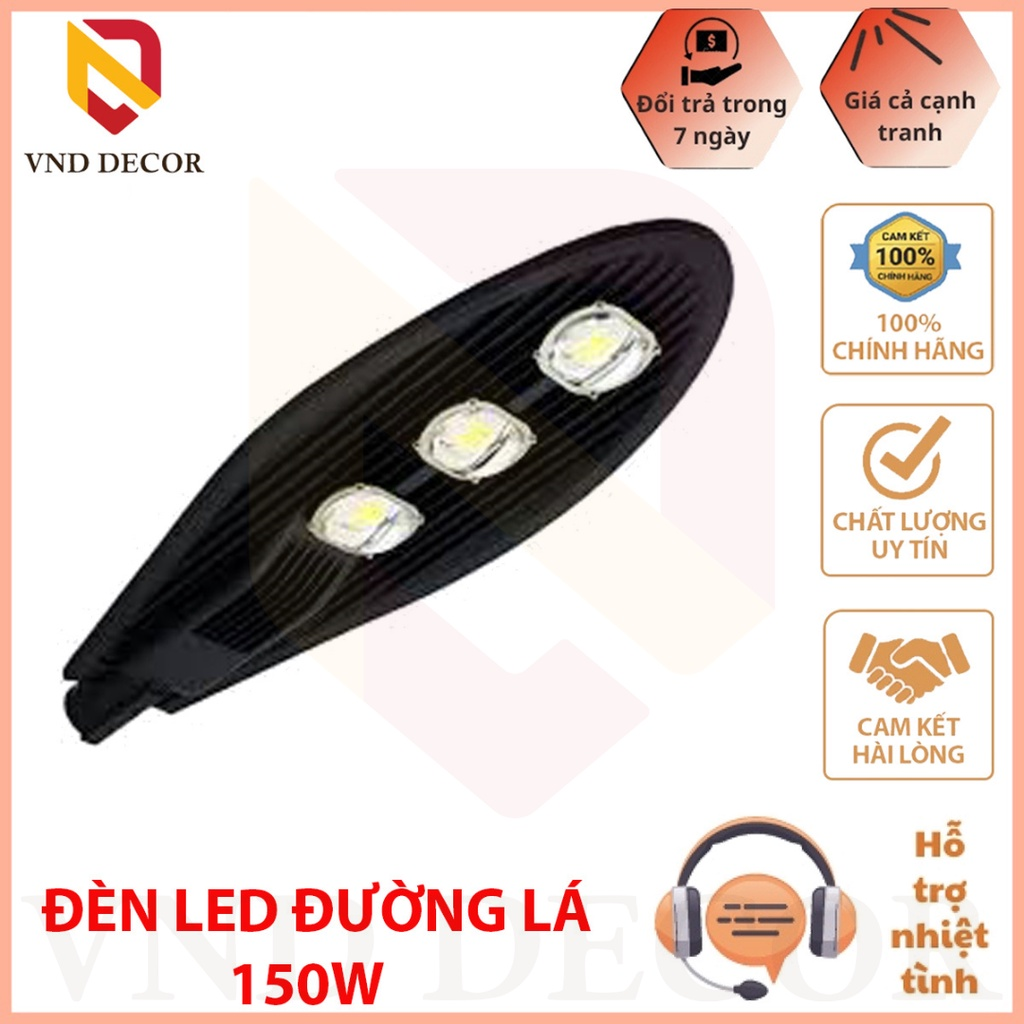 Đèn led đường chiếc lá 150w chip cob chiếu sáng sân vườn, đèn đường cao cấp ánh sáng trắng