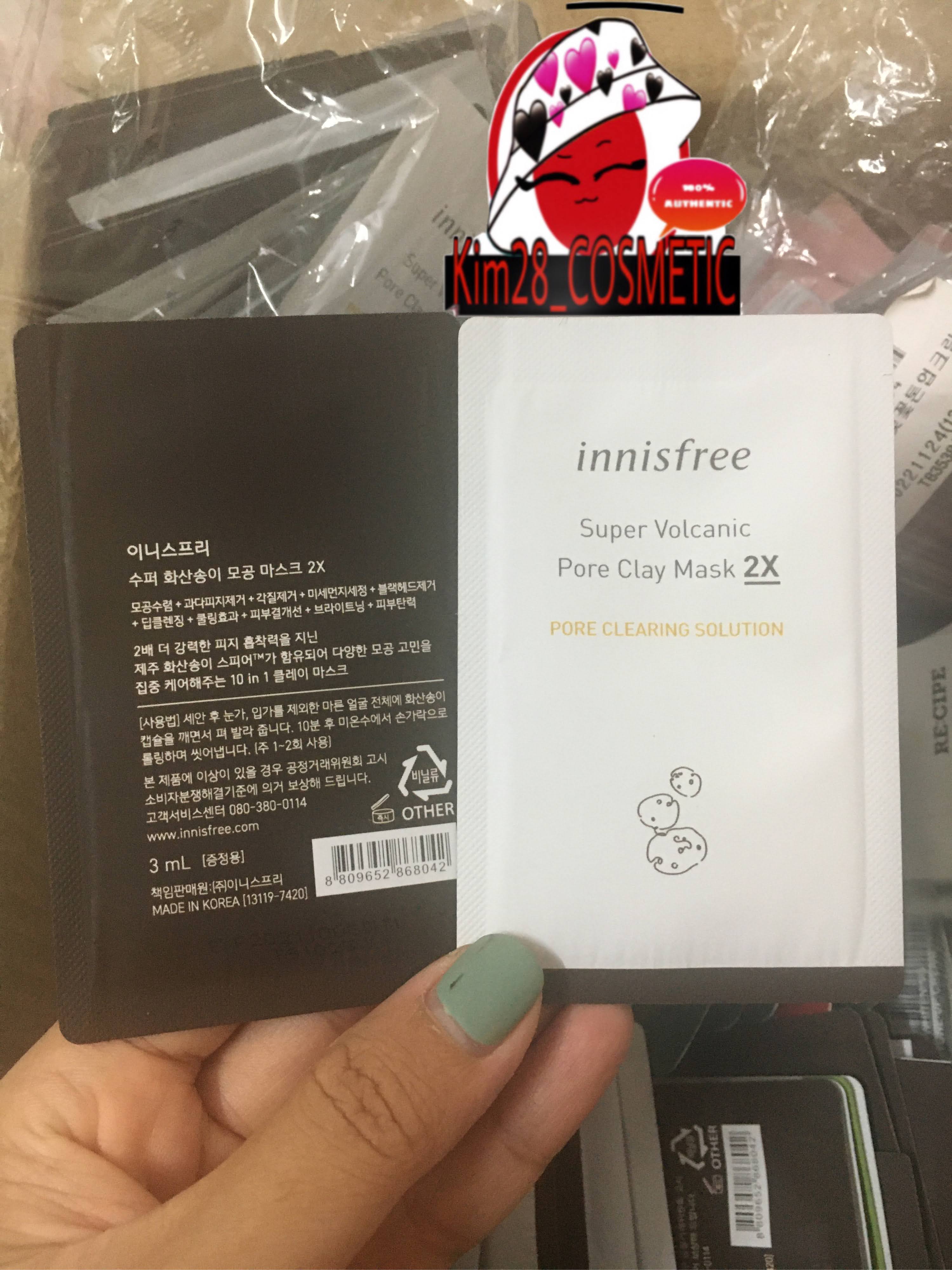 Gói dùng thử mặt nạ đất sét Innisfree super volcanic pore clay mask 2x