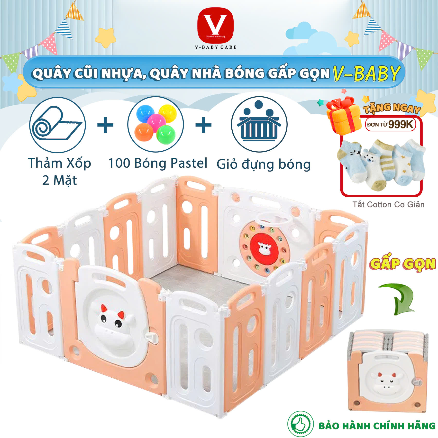 Quây Bóng, Quây Cũi Nhà Bóng & Quây Cũi Nhựa Gấp Gọn Cho Bé V-BABY 2025