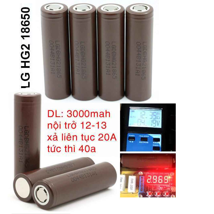 Pin 18650 hiệu lg, dòng xả cao dung lượng 3000mah, hàng chuẩn